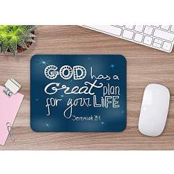 Moslion Christian Lettering Mouse Pad Bible Quote Verse God Has A Great Plan for Your Life Gaming Mouse Mat Non-Slip Rubber Base Thick Mousepad for Laptop Computer PC 9.5x7.9 Inch
