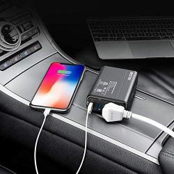 BESTEK 150W Power Inverter DC 12V to 110V AC Converter 4.2A Dual USB Car Adapter, Thinner Design with ETL Listed, Grey/Black