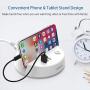 Nightstand Power Strip with USB - NTONPOWER 3 Outlets 3 USB Desktop Charging Station, 5ft Extension Cord with Switch Control and Phone/Tablet Holder for Home, Cruise Ship, Hotel and Office (White)
