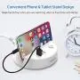 Nightstand Power Strip with USB - NTONPOWER 3 Outlets 3 USB Desktop Charging Station, 5ft Extension Cord with Switch Control and Phone/Tablet Holder for Home, Cruise Ship, Hotel and Office (White) Nightstand Power Strip with USB - NTONPOWER 3 Outlets 3 USB Desktop Charging Station, 5ft Extension Cord with Switch Control and Phone/Tablet Holder for Home, Cruise Ship, Hotel and Office (White)
