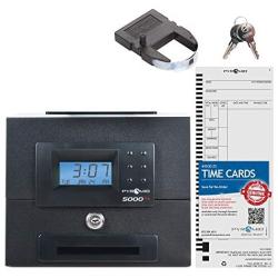 Pyramid Time Systems, Pyramid 5000HD Heavy Duty Steel Auto Totaling Time Clock, includes 25 time cards, ribbon, 2 security keys and user guide, Made in the USA, Black