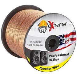 Professional Grade 14 Gauge Speaker Cable – Pure Stranded Copper Speaker Wire in 100 Feet for Car Audio, Home Theater Systems, Radio Speakers, Any Audio Application by eXtreme Consumer Products