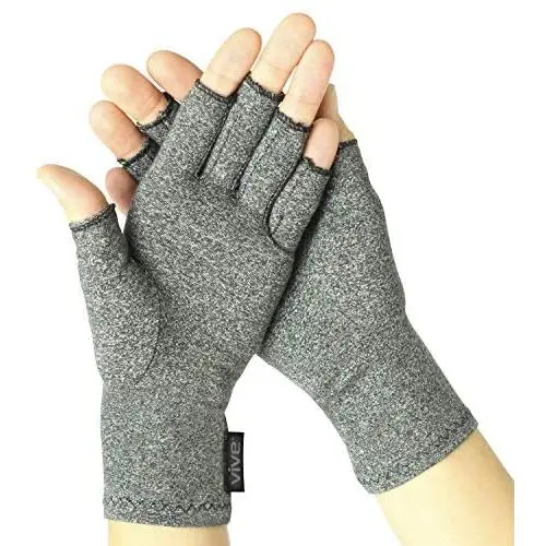 Vive Arthritis Gloves - Men, Women Rheumatoid Compression Hand Glove for Osteoarthritis- Arthritic Joint Pain Relief - Carpal Tunnel Wrist Support - Open Finger, Fingerless Thumb for Computer Typing
