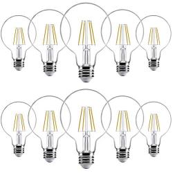 Sunco Lighting 10 Pack G25 LED Bulb, Dimmable, 5.5W=60W, 2700K Soft White, Vintage Edison Filament Globe, 500 LM, E26 Base, Indoor/Outdoor Lights - UL