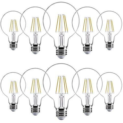 Sunco Lighting 10 Pack G25 LED Bulb, Dimmable, 5.5W=60W, 6000K Daylight Deluxe, Vintage Edison Filament Globe, 500 LM, E26 Base, Indoor/Outdoor Lights - UL