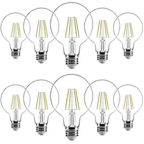Sunco Lighting 10 Pack G25 LED Bulb, Dimmable, 5.5W=60W, 6000K Daylight Deluxe, Vintage Edison Filament Globe, 500 LM, E26 Base, Indoor/Outdoor Lights - UL