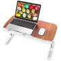 Laptop Table for Bed, TaoTronics Foldable Lap Desks, Bed Desk Height Adjustable, Portable Bed Tray Table for Couch and Sofa, Laptop Stand for Lap and Writing - Brown