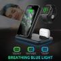 WAITIEE Wireless Charger, 3 in 1 Qi-Certified 15W Fast Charging Station for Apple iWatch Series SE/6/5/4/3/2/1,AirPods, Compatible for iPhone 12/11 Series/XS MAX/XR/XS/X/8/8 Plus/Samsung (Black)