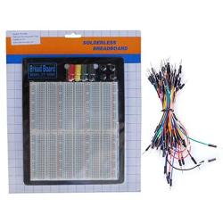 TEKTRUM EXTERNALLY Powered SOLDERLESS 2200 TIE-Points Experiment Plug-in BREADBOARD with Aluminum Back Plate and Jumper Wires for Proto-Typing Circuit