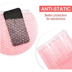 Fuxury Pink Anti-Static Bubble Pouches 7.5x7.5 Inch,2 Rolls 50 Packs Total Anti-Static Bubble Cushioning Wrap Pouch Bag Roll Bubble Bags Pouches