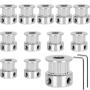 12 PCS GT2 Timing Belt Pulley 20Teeth 6.35mm Bore Timing Pulley Aluminum Wheel for 3D Printer 6mm Width GT2 Timing Belt
