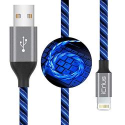 iCrius iPhone Charger Cable, MFi Certified 6ft LED Light Up Visible Flowing Lightning Charger Charging Cord Compatible with iPhone12 Plus/XS/XR/X /8 Plus / 8/7 Plus / 7, iPod Touch More