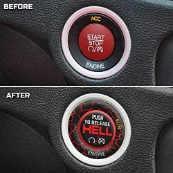 ToolEpic for Dodge Ram 1500 Challenger Charger Durango Accessories 2015-2021 - Engine Start Stop Button Overlay Ruby Red Sticker Emblem - Push to Release Hell Badge Unique Style - Perfect for Decals