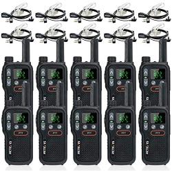Retevis RB18 Walkie Talkies with Earpieces, Rechargeable Two Way Radios,2 Way Radio for Adults, NOAA Dual PTT Flashlight VOX,for Business Retail Hotel School(10 Pack)