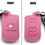 ROMASO Car Key Fob Cover fit for Toyota,Car Key Case Suit for Toyota Land Cruiser Tacoma Prius 3 Buttons,Leather Key Fob Shell,Pink