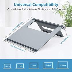 Nulaxy Foldable Laptop Stand, Portable Aluminum Computer Riser, Adjustable Macbook Cooing Holder for MacBook Air Pro, Dell, HP, Lenovo from 10-15.8’’ Laptops, Grey
