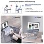 Skrebba Laptop Stand, EPN Laptop Riser with Heat-Vent to Elevate Laptop, Adjustable Ergonomic Desktop Laptop Stand Holder with Slide-Proof Silicone and Protective Hooks, for MacBook Pro/Air (Silver)