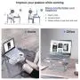 Skrebba Laptop Stand, EPN Laptop Riser with Heat-Vent to Elevate Laptop, Adjustable Ergonomic Desktop Laptop Stand Holder with Slide-Proof Silicone and Protective Hooks, for MacBook Pro/Air (Silver)