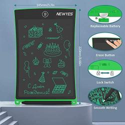 NEWYES 8.5 Inches LCD Writing Tablet with Lock Function Office Whiteboard Bulletin Board Kitchen Memo Notice Fridge Board Magnetic Daily Planner Gifts for kids (Green+Lanyard)
