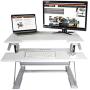 Victor DCX710W Height Adjustable Standing Desk | White | 31'' Wide | Sit Stand Desk Converter | Compatible with Most Monitor Arms