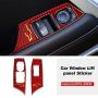Real Carbon Fiber Interior Door Window Lift Switch Button Panel Decorative Frame Cover Trim Stickers for Chevrolet Camaro 2016-2020 Accessories (2Pieces - Red)