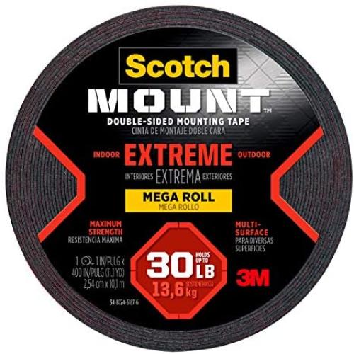 Scotch-Mount Extreme Double-Sided Mounting Tape Mega Roll 414H-Long-DC, 1 in x 400 in