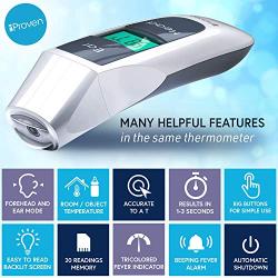 iProven Digital Thermometer for Fever - Temporal Thermometer for Adults and Seniors - Easy to Use Forehead and Ear Mode - LED Display with Big Buttons - Unique Design - iProven DMT-316