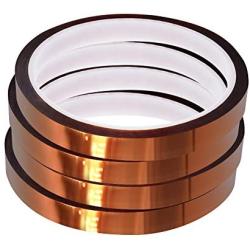 WIRESTER 4 Rolls 10mm X 30m (100ft) High Temperature Heat Resistant Tape Electronic Polyimide Tape for Masking, Soldering, Electrical, Heat Transfer Vinyl, 3D Printers