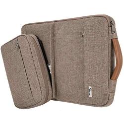 Voova Smart Laptop Sleeve Case Computer Carrying Bag with Attachable Separate Accessory Pouch, Compatible with 13-13.3 inch MacBook Air/MacBook Pro, 13 XPS / Chromebook / Notebook, Waterproof, Khaki