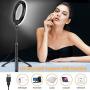 SYOSIN LED Ring Light with Extendable Tripod Stand, 8 LED Selfie Ring Light & Phone Holder with 3 Color Modes and 10 Brightness for Tiktok, YouTube Video, Makeup, Photography, Live Streaming