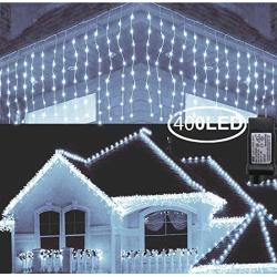 Ysdeal 400 LED Icicle String Lights, 32ft 8 Modes Window Curtain String Light Wedding Party Home Garden Bedroom Outdoor Indoor Wall Decorations (Cool White)