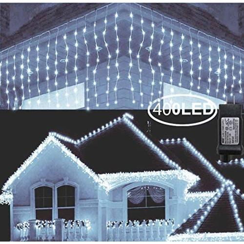 Ysdeal 400 LED Icicle String Lights, 32ft 8 Modes Window Curtain String Light Wedding Party Home Garden Bedroom Outdoor Indoor Wall Decorations (Cool White)