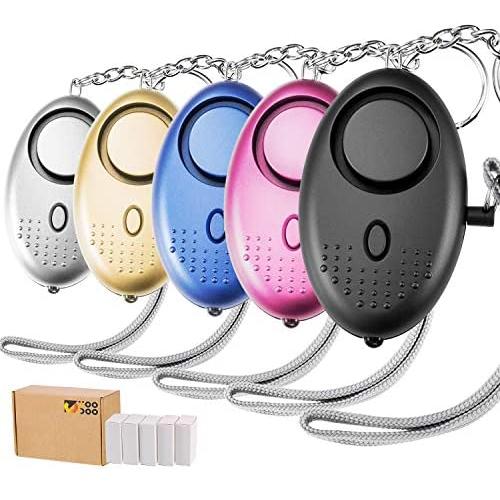 TOODOO 130 db Safesound Personal Security Alarm Keychain, Safety Emergency for Women, Kids, Girls, Self Defense Electronic Device as Bag Decoration (5 Pack- Multicolor)