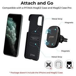 Wireless Charging Magnetic Car Mount PITAKA MagEZ Mount Qi Only Compatible with MagEZ Case Fast Charging Phone Holder with USB A-C Cable Air Vent Mount for iPhone Galaxy Qi Smartphone