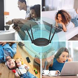 AC1200 Smart WiFi Router - WAVLINK 1200Mbps Touch Link Smart Dual Band Gigabit Wireless Internet Router,5Ghz + 2.4Ghz with 4x5dBi Omni Directional Antennas WiFi Router for Online Game&HD Video