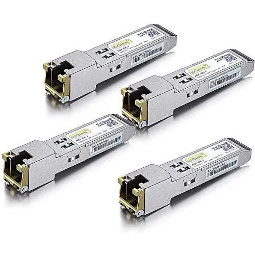 1.25G SFP-T, 1000BASE-T Copper SFP, SFP to RJ45 SFP, Compatible with Cisco GLC-T/SFP-GE-T, Meraki MA-SFP-1GB-TX, Ubiquiti UF-RJ45-1G, D-Link, Netgear, TP-Link and More, Pack of 4