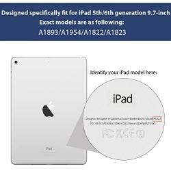 New iPad 9.7-inch 2018 2017 Case, ROARTZ Black Slim-Fit Smart Rubber Folio Case Hard Cover Light-Weight Wake Sleep for Apple iPad 5th 6th Generation Retina Model A1893 A1954 A1822 A1823