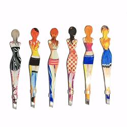 Tvoip 6Pcs Professional Girl Eyebrow Tweezer Stainless Steel Slanted Eyebrow Tweezers Eyebrows Hair Remover Tools Cosmetics Beauty (random color)