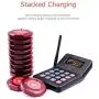 NADAMOO Restaurant Pager System with 10 Coaster Pager Wireless Paging System Calling System Portable Rechargable Restaurant Buzzers with Numeric Keypad Transmitter