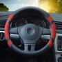 BOKIN Steering Wheel Cover Microfiber Leather Viscose, Breathable, Anti-Slip, Odorless, Warm in Winter Cool in Summer, Universal 15 Inches (Red)