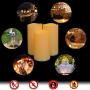 SWEETIME Waterproof Flameless Candles with Timer &Remote Control, Outdoor Battery Operated LED Pillar Candles with Waved Edge Realistic Flickering, Set of 3(D 3''x H 6'')