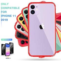 Mkeke Compatible with iPhone 11 Case, Clear Cover for 6.1 Inch Red