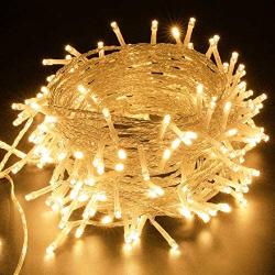 95FT 240LED Christmas Decorations Lights, Waterproof Twinkle Lights, Indoor/Outdoor Christmas Lights, 8 Mode Clear Wire Mini Lights for Christmas Trees Wedding Festival Party Decoration (Warm White)