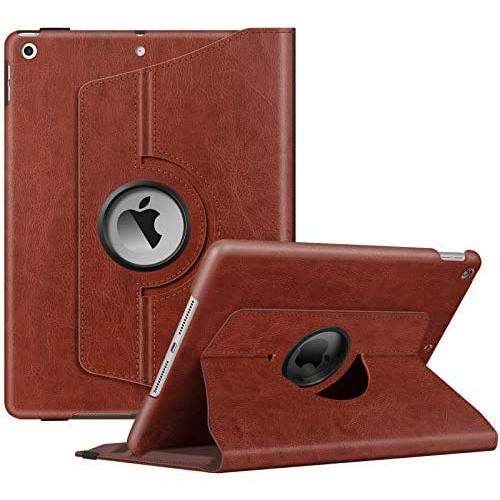 Fintie Rotating Case for New iPad 8th Gen (2020) / 7th Generation (2019) 10.2 Inch - [Built-in Pencil Holder] 360 Degree Rotating Smart Protective Stand Cover with Auto Sleep/Wake, Brown