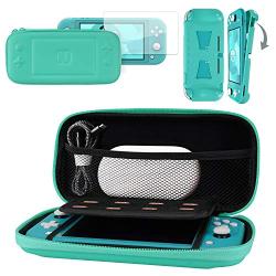 CoBak Carrying Case for Nintendo Switch Lite - with 1 Screen Protector and 1 Grip Case, Ultra Slim Premium EVA Travel Pouch Protective Cover, 8 Game Cartridges, Green
