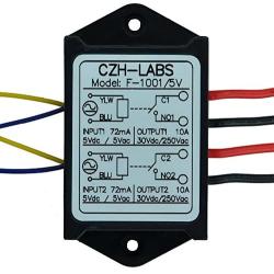 Electronics-Salon 1PCS Dual SPST-NO 10Amp Power Relay Module, AC/DC 5V Control Voltage.