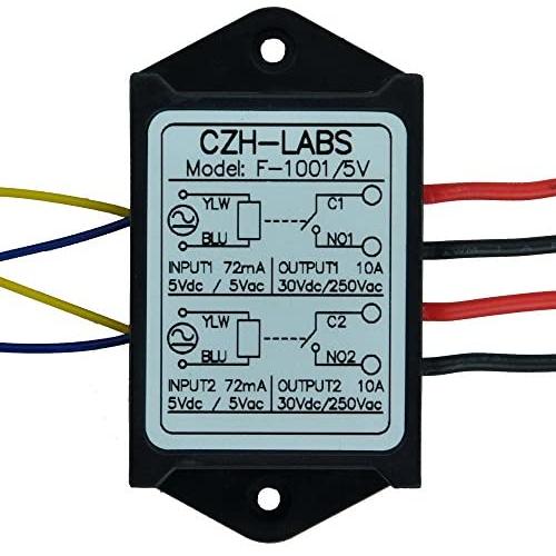 Electronics-Salon 1PCS Dual SPST-NO 10Amp Power Relay Module, AC/DC 5V Control Voltage.