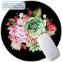 BOSOBO Mouse Pad, Succulent Floral Round Mousepad, Durable Stitched Edges, Non-slip Rubber Base, Enhanced Thickness, Waterproof, Customized Gaming Mouse Mat for Laptop, Computer & PC, Colorful Flowers