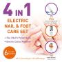 Electric Nail File Kit & Callus Remover (4 in 1) Best Pedicure Tools to Polish Nails - Perfect Manicure & Pedi Foot Care Set - Professional Electronic Polisher and Shine Buffer - Toenail Ridge Shaper