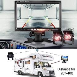 Camecho RC 12V 24V Car Backup Camera Rear View Wireless IR Night Vision Backup Camera Waterproof Kit + 7'' TFT LCD Monitor Parking Assistance System for Truck/Van/Caravan/Trailers/Camper